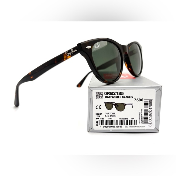 Ray-Ban Tortoise Shell Sunglasses RB2185 902/31 Women Fashion Green G-15 W/Case - Picture 3 of 13